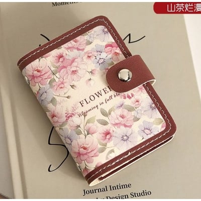 Picture of Multipurpose Flower Pattern Credit Card ID Case and Small Clutch Bag Pink 