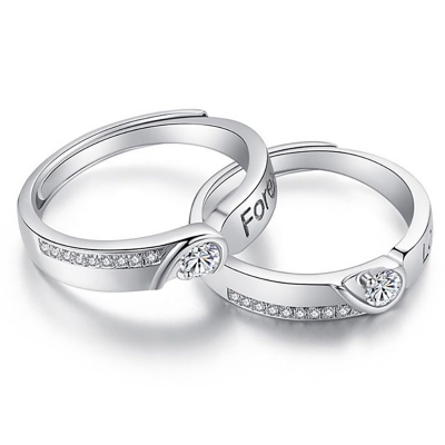 Picture of Couple Ring Set 2 Pcs King And Queen Design Bands for Men And Women Wedding Engagement Rings Jewelry Adjustable 