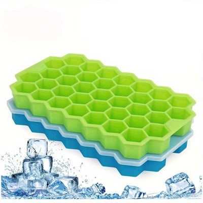Picture of New High Quality Silicone Ice Cube Tray with Cover Food Grade Small Kitchen Appliances Ice Makers Multicolor 