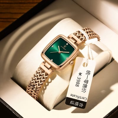 Picture of Stylish & Fashionable  Elegant Rhombus Mirror Original Quartz Ladies Watch Green 