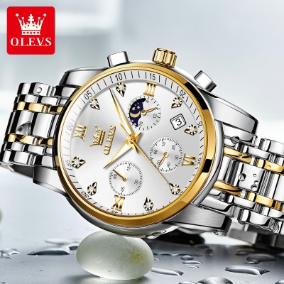 Picture of OLEVS Watch For Men Waterproof Business Dress Analog Quartz Calendar Wristwatch Luxury Brand Date Sport Leather Luminous Clock  