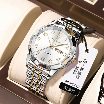 Picture of High-End Men’s Fashion Watch with Brown Leather Strap and Gold Finish  
