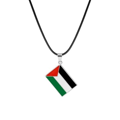 Picture of Palestine Flag  Pendant Necklace I Stand with Palestine Necklace Country Flag Chain 50 CM 