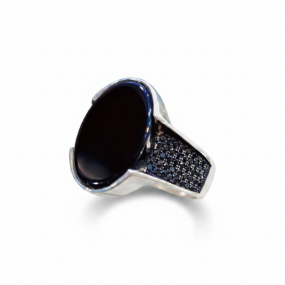 Picture of Black Stylish Stainless Steel Ring For Men Black 
