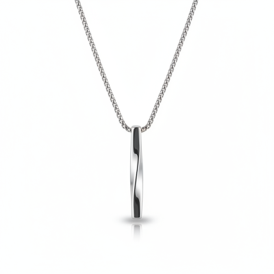 Picture of Steel Vertical Bar Pendant Necklaces For Men - Silver Silver 