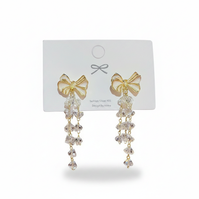 Picture of Korean Retro Fashion Earring Long Tassel Earrings Sweet New Design for Women White 