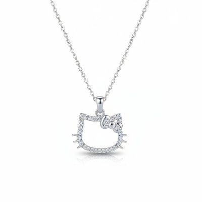 Picture of New Cute Hello Kitty Necklace Chain For Women Silver 