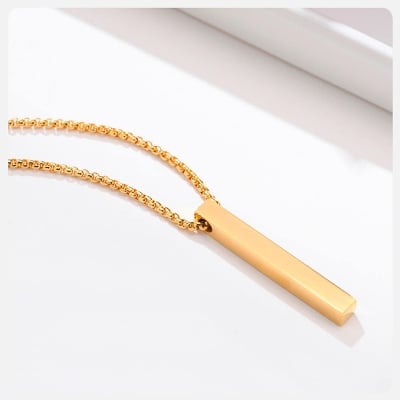 Picture of Geometry Stainless Steel Golden Fashion Necklace For Men Gold 