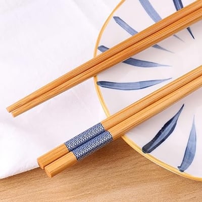 Picture of Kitchen Wooden Chopsticks Adult Non Slip Line Wrapping Chopsticks Hotel Banquet Public Chopstick Eco-friendly Wood Tableware Multicolor 