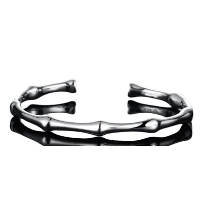 Picture of Simple  Bamboo Joint Opening Stainless Steel Bracelet For Men Silver 