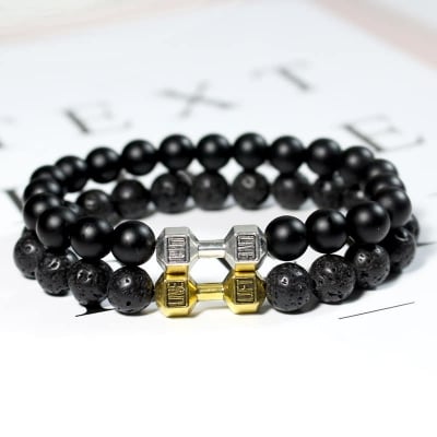 Picture of Golden  Dumbbell Sports Bracelet for Men Gold 