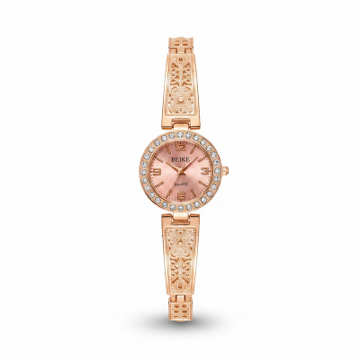 Picture of Simple Vintage  Stainless Steel Women Small Dial Watch Sweet Leather Strap Wrist Watches Gift Gold 