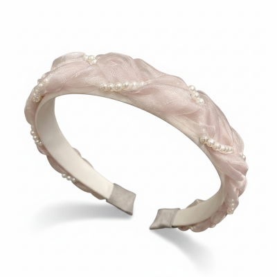 Picture of Korean Pearl Headband Hair Bands For Women Light Pink Int: One size