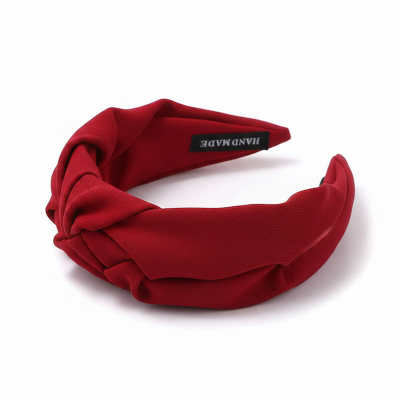Picture of Wine Red Cotton Fabric Ruched Headband  For Women /Girls Red Int: One size