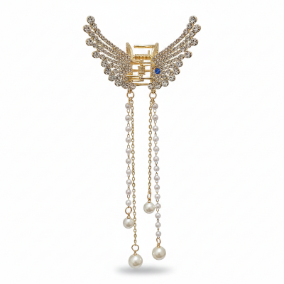 Picture of Korean Crystal Rhinestone Butterfly Pearl Long Tassel Hairpin For Women  Int: One size