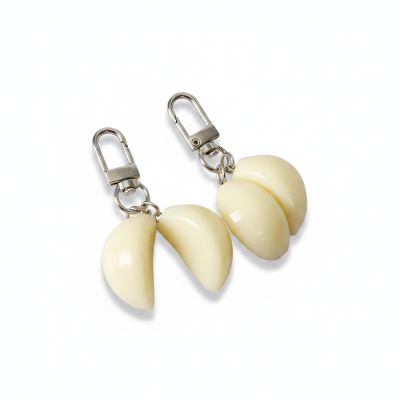 Picture of Garlic slice Keychains, novelty keychains, Garlic keyrings, birthday gifts,Tween gifts, teen gifts, Garlic gifts White 