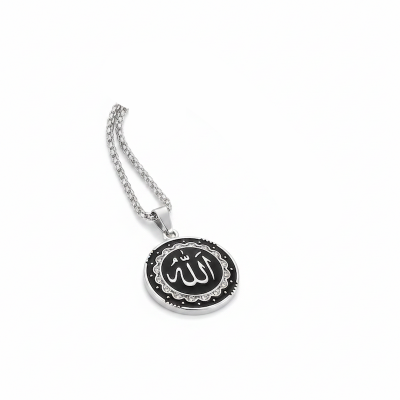 Picture of Athleisure - Avant Grade - Highly Durable - Silver Pendant Allah hu Pendant Necklace For Man & Women - Sustainable Choice 55 CM 