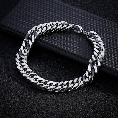 Picture of Stainless Steel Bracelet for Men Silver Adjustable