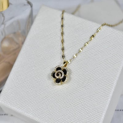 Picture of Trendsetter - Fashion Innovator - Highly Sustainable - Crystal Rose Flower Chain For Women - Durabilty Assured - Designed - Urban Vibes Gold 