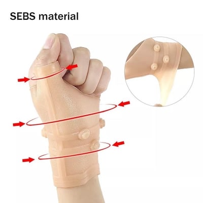 Picture of 1Pcs Golfer Silicone Magnetic Anti Arthritis Compression Therapy Gloves Rheumatoid Hand Pain Wrist Hand Support Strap Glove Brown 