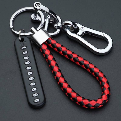 Picture of Pendant keychain Phone Number Bicycle Car Auto Motor Cycle Key Ring Anti-Lost Number Plate Mobile Number Red 