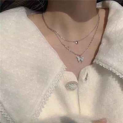 Picture of Butterfly Korean style new necklace for girl/women Silver Adjustable
