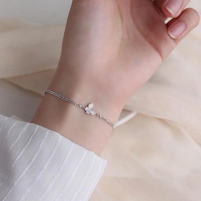 Picture of Sweet Shining Zircon Butterfly Bracelet For Women Silver 