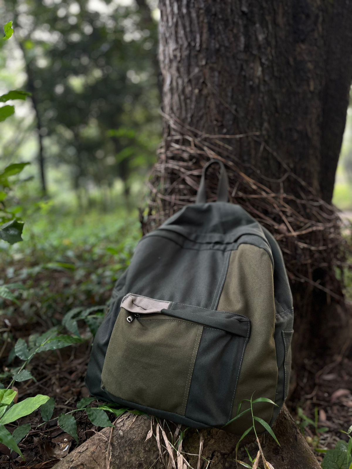 Picture of Vintage Canvas Backpack for Women Men Grunge Hippie Boho Patchwork Backpack College Book Bag Travel Casual Daypack