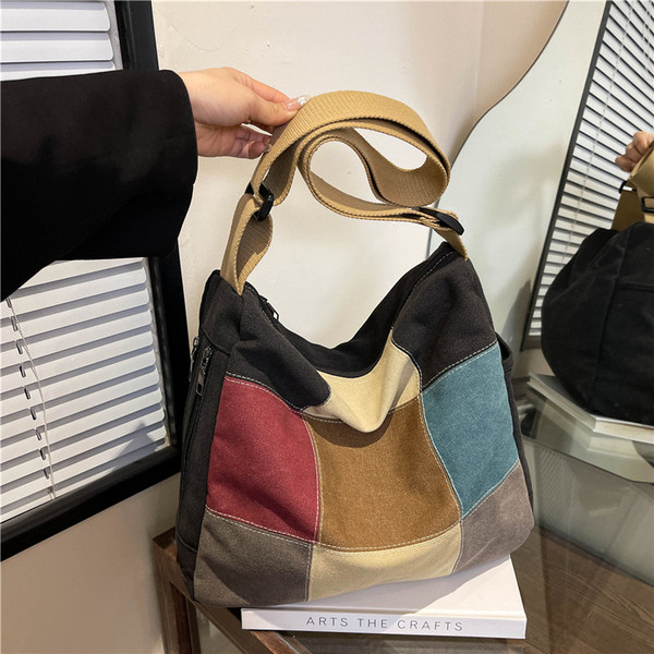 Picture of Large Capacity Portable Canvas Bag - black