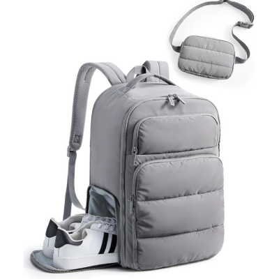 Picture of BAGSMART 35L Travel Backpack Women, 17.3 Inch Carry On Backpack Flight Approved, Personal Item Backpack Travel Bag, Water Resistant Casual Daypack, Desert - grey