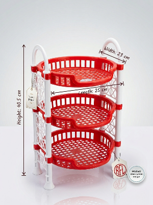 Picture of RFL 3-Tier Round Mini Rack – Compact Storage Organizer (40.5cm H x 25cm L x 23cm W)
