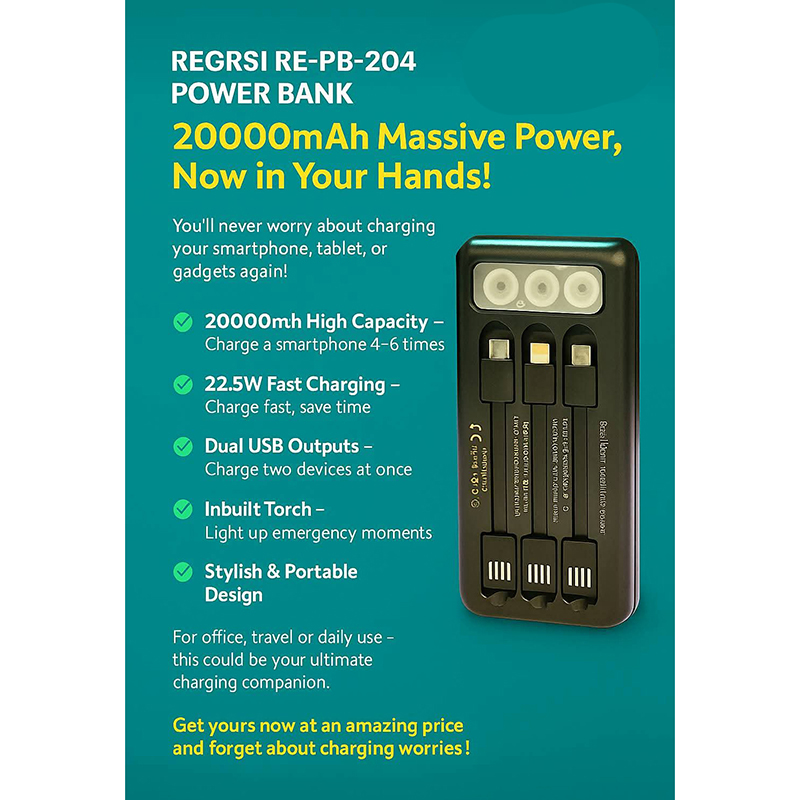 Picture of REGRSI RE‑PB‑204 Power Bank - Black