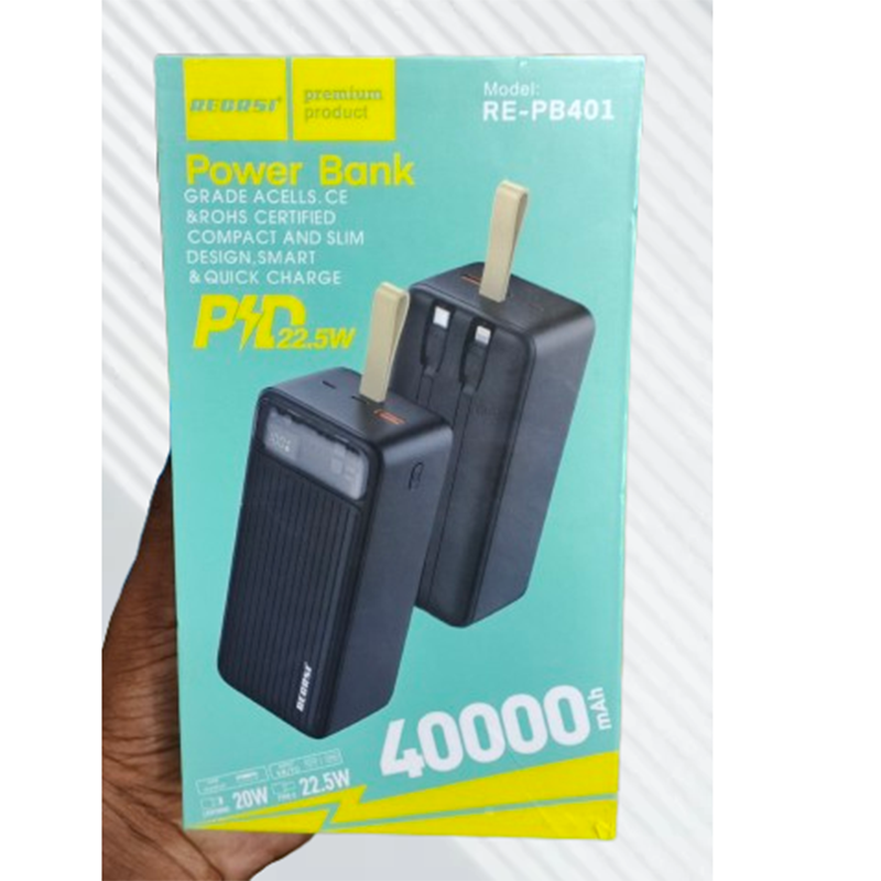 Picture of 🔋 REGRSI RE-PB401 Power Bank – 40000mAh বিশাল ক্ষমতার পোর্টেবল চার্জার🎶 সাথে ফ্রি JBL MP3 Speaker - Black