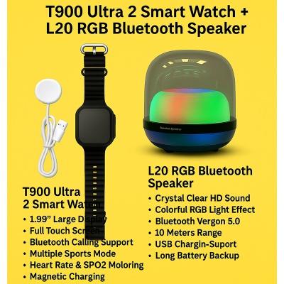 Picture of L20 RGB Bluetooth Speaker+T900 Ultra 2 Smart Watch