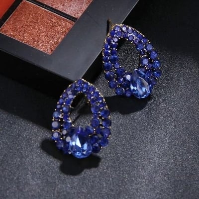 Picture of Blue New Women's For Girl Fashion Crystal Earrings - Blue