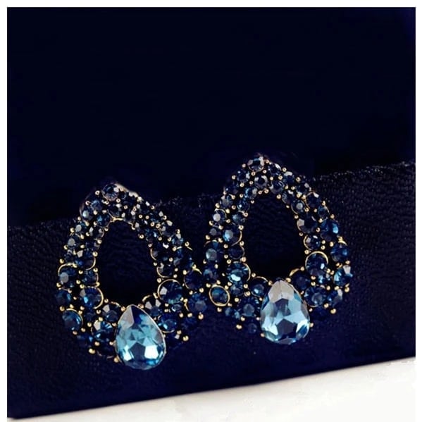 Picture of Blue New Women's For Girl Fashion Crystal Earrings - Blue