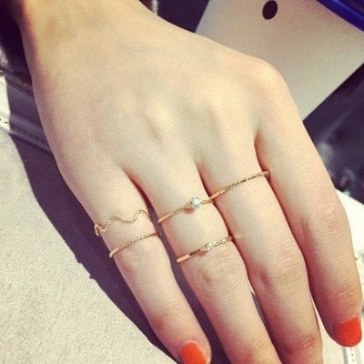 Picture of 5pcs Rings Set For Women Rings For Women Finger Ring For Women Girls Ladies Female Ornament Jewelry Jewellery ladies bag womens bag dress makeup watch couple rings - Golden