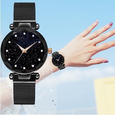Picture of Women luxury watches ladies magnetic starry sky fashion watch - Black