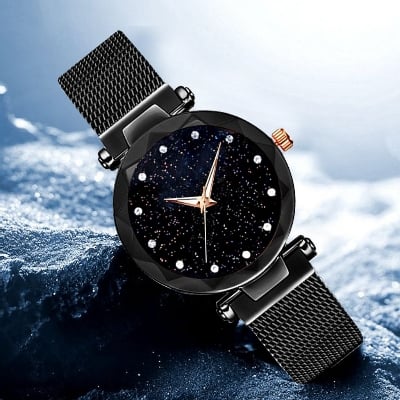 Picture of Women luxury watches ladies magnetic starry sky fashion watch - Black