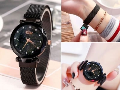 Picture of Women luxury watches ladies magnetic starry sky fashion watch - Black