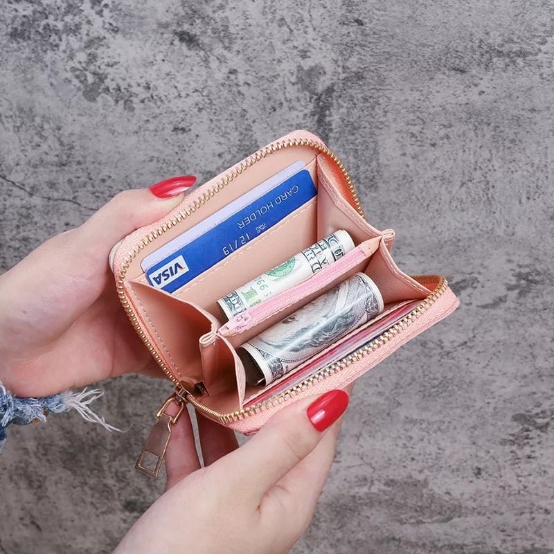 Picture of PU Leather Students Korean Style Leisure Mini Wallet Cute - Pink