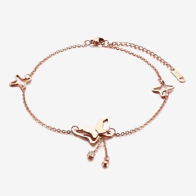 Picture of Charming Dual Butterfly Payel Real Rose Gold Plated Jewellery - Gold