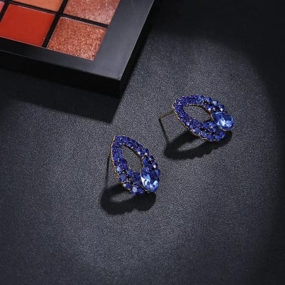 Picture of Blue New Women's For Girl Fashion Crystal Earrings - Blue