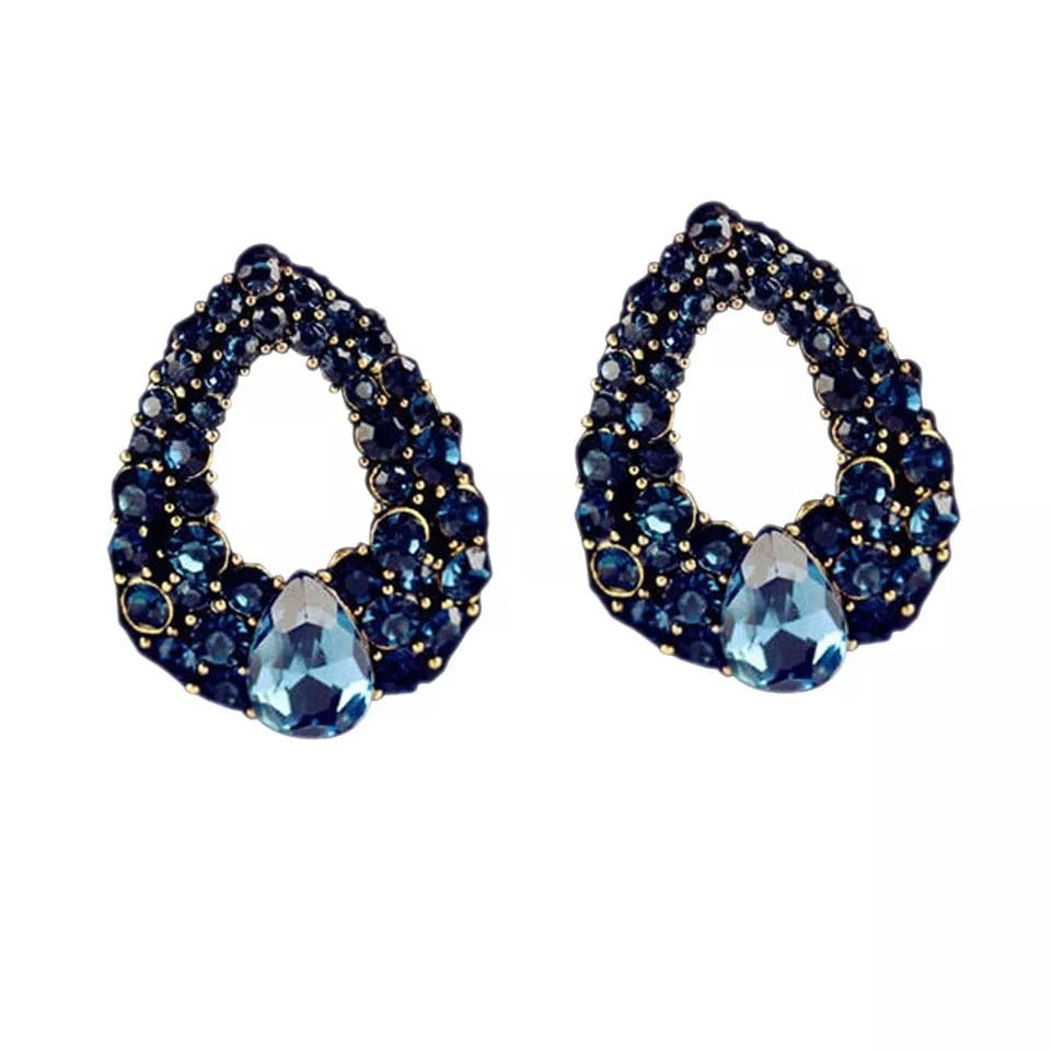 Picture of Blue New Women's For Girl Fashion Crystal Earrings - Blue