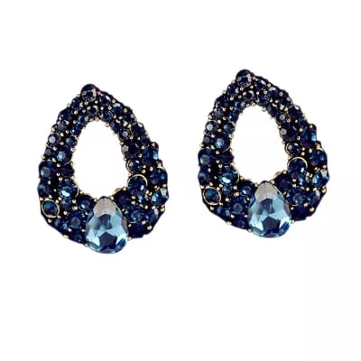 Picture of Blue New Women's For Girl Fashion Crystal Earrings - Blue