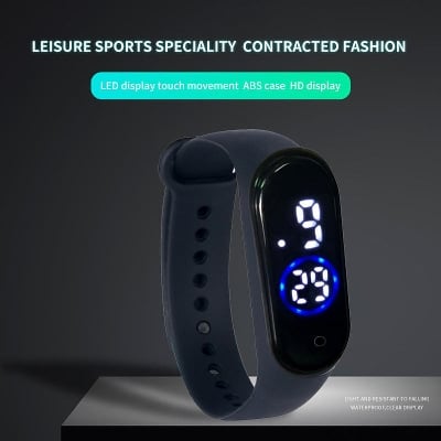 Picture of Silicone New Fashion Touch LED Sports Watch Waterproof - Black