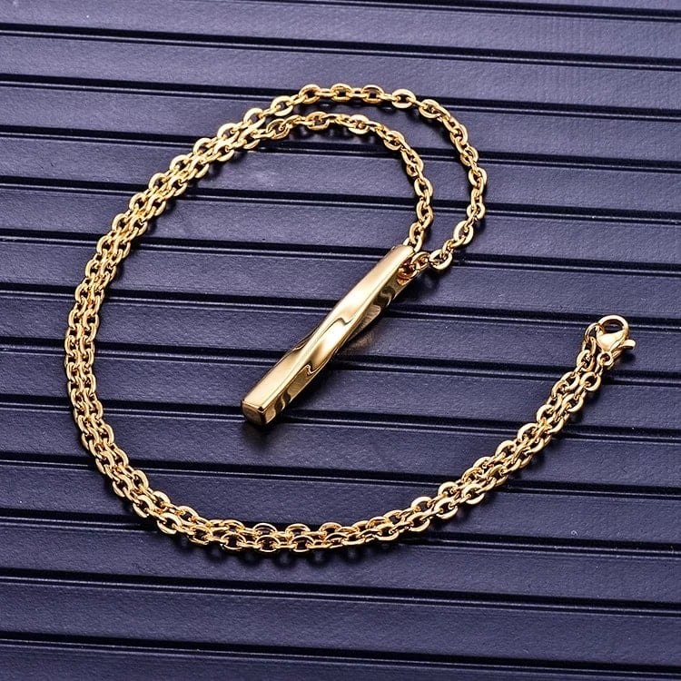 Picture of High Quality Men Fashion Jewellery Stainless Steel Round Chain Necklaces - Gold