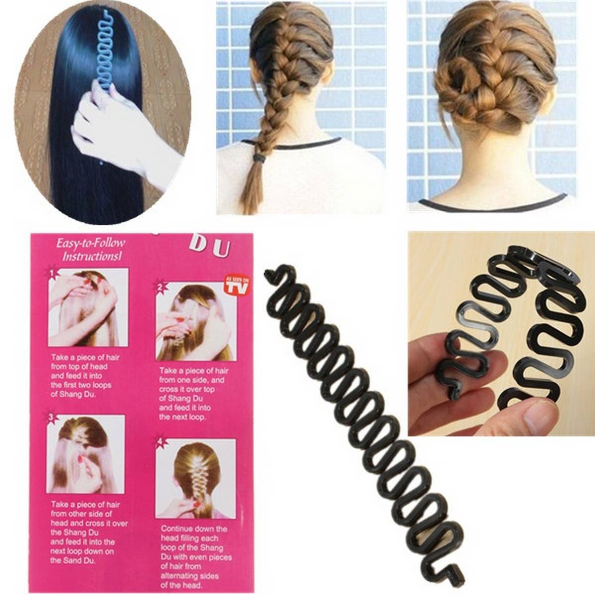 Picture of Fish Bone Hair Braiding French Braid Tool Roller - Black