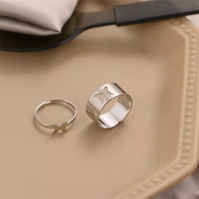 Picture of Cute Butterfly Ring Butterfly Jewelry His and Her Couple Promise Rings Set