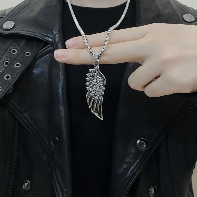 Picture of Punk Rock Men's Design Matte Black Long Necklace with Arrow Pendant Jewelry Chain Necklaces Gift For Men Women/Hot Fashion Chain For Men/Men's Necklace - Silver